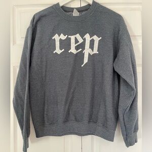 DIY Taylor Swift Reputation “Rep” Gildan brand Crew Neck Blue size Medium